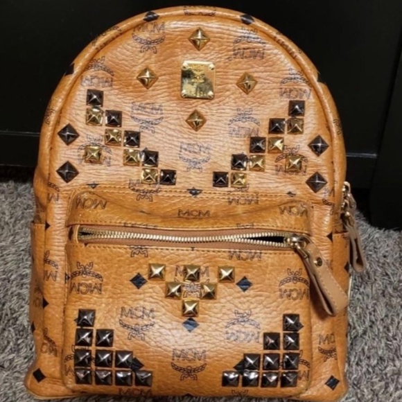 Authentic MCM Backpack Vicetos Studded M